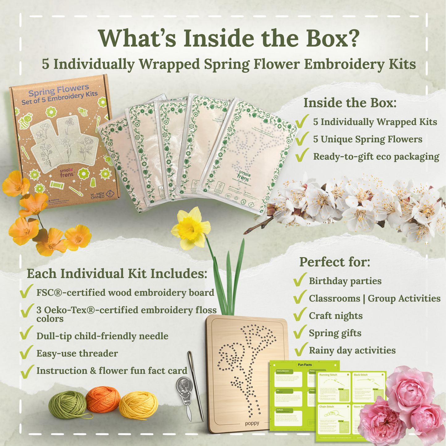 Spring Flower Embroidery Kit